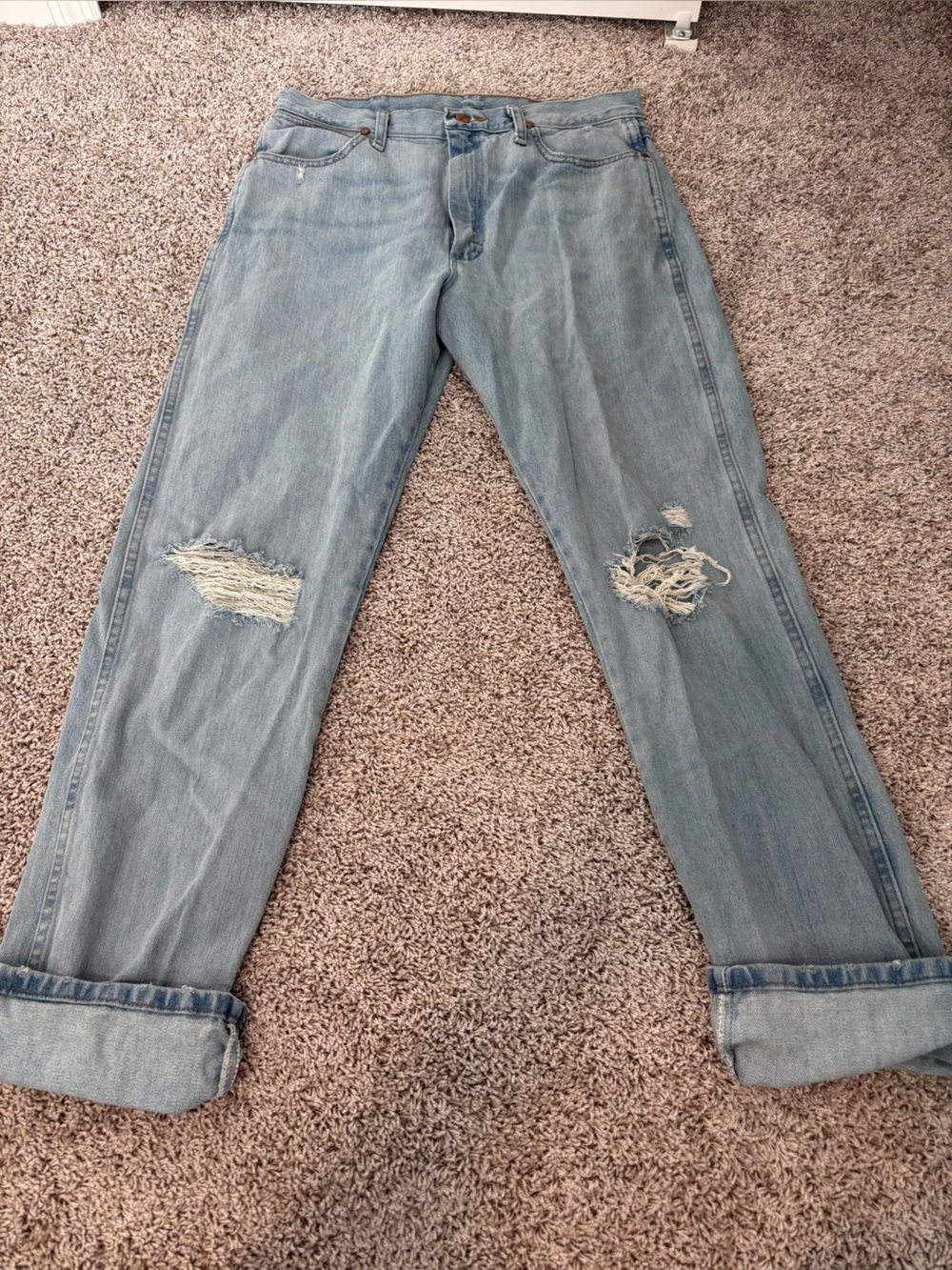 Wrangler Light Blue Ripped Boyfriend Jeans
